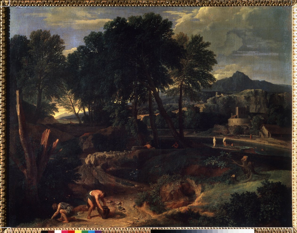 ""Táj birkanyájjal az úton"" (Táj birkanyájjal az úton) Jean Francois Millet, az idősebb (1642-1679) festménye, 17. századi Puskin Múzeum, Moszkva alkotó: Jean Francois I Millet