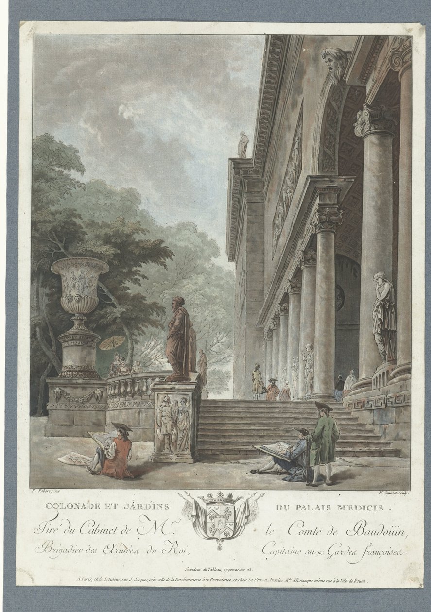 Kilátás a Villa Medicire Colonade et jardins du Palais Medicis (cím a tárgyon) alkotó: Jean Francois Janinet