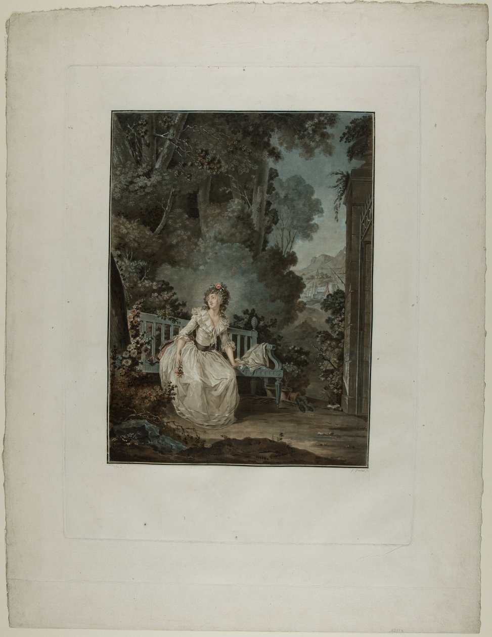 Madame Dugazon a „Nina, ou La folle par amour” operában (Nina, vagy A szerelemtől megőrjített nő) alkotó: Jean Francois Janinet