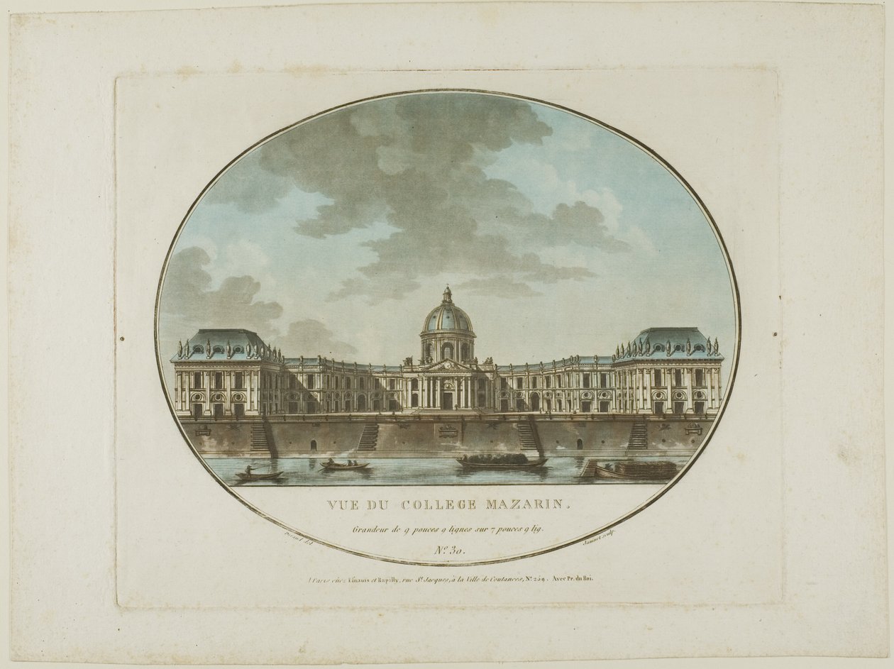 A Mazarin College kilátása alkotó: Jean Francois Janinet