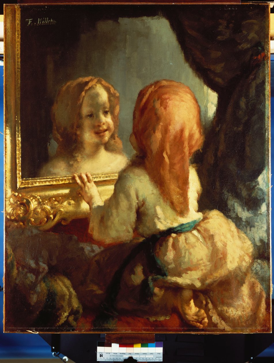 Antoinette Herbert a tükörben néz, 1844 körül alkotó: Jean Francois Millet