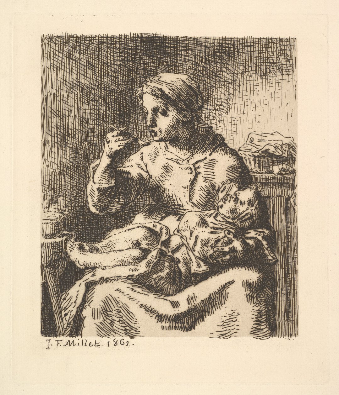 A zabkása hűtése, 1861. alkotó: Jean Francois Millet