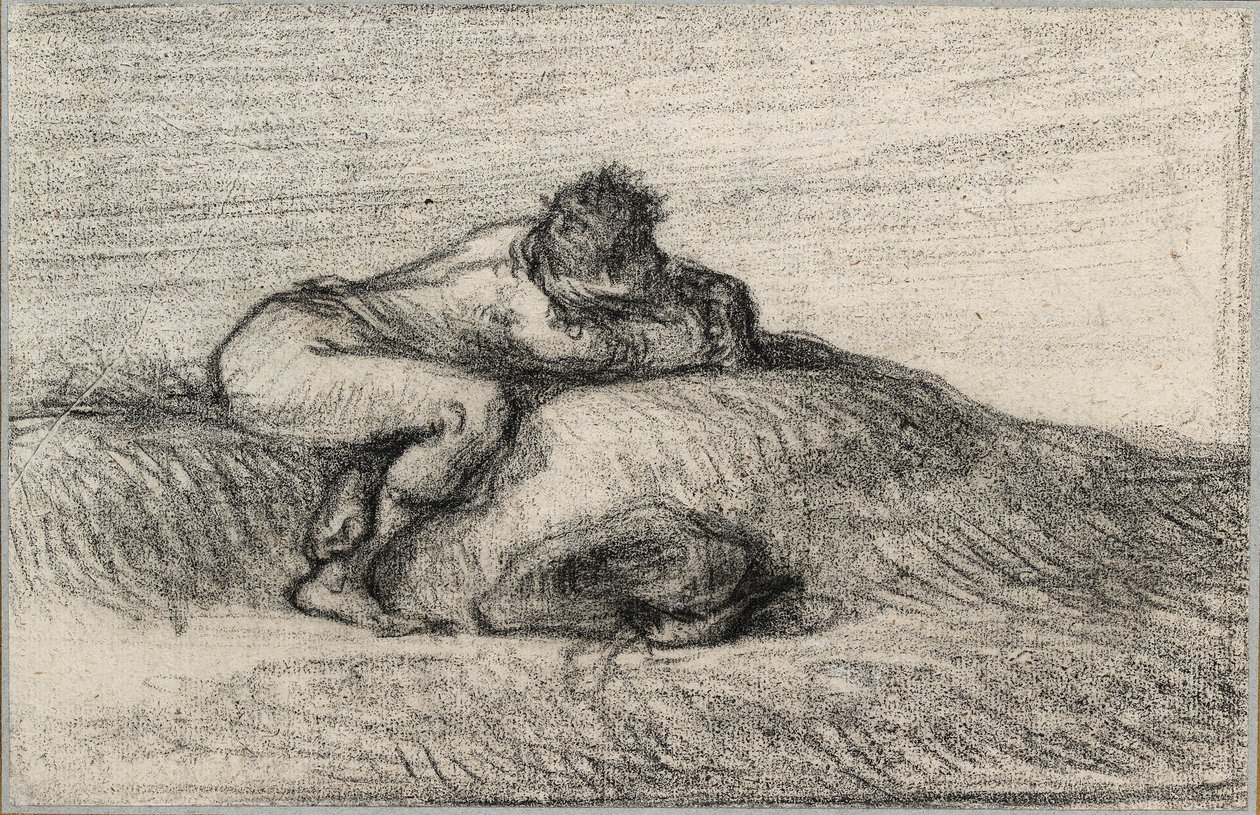 Ember kuporog egy domboldalon, 1848-1850 alkotó: Jean Francois Millet