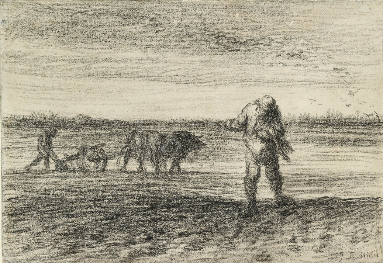 Ember szántó és újabb vetés, 1849-1852 alkotó: Jean Francois Millet