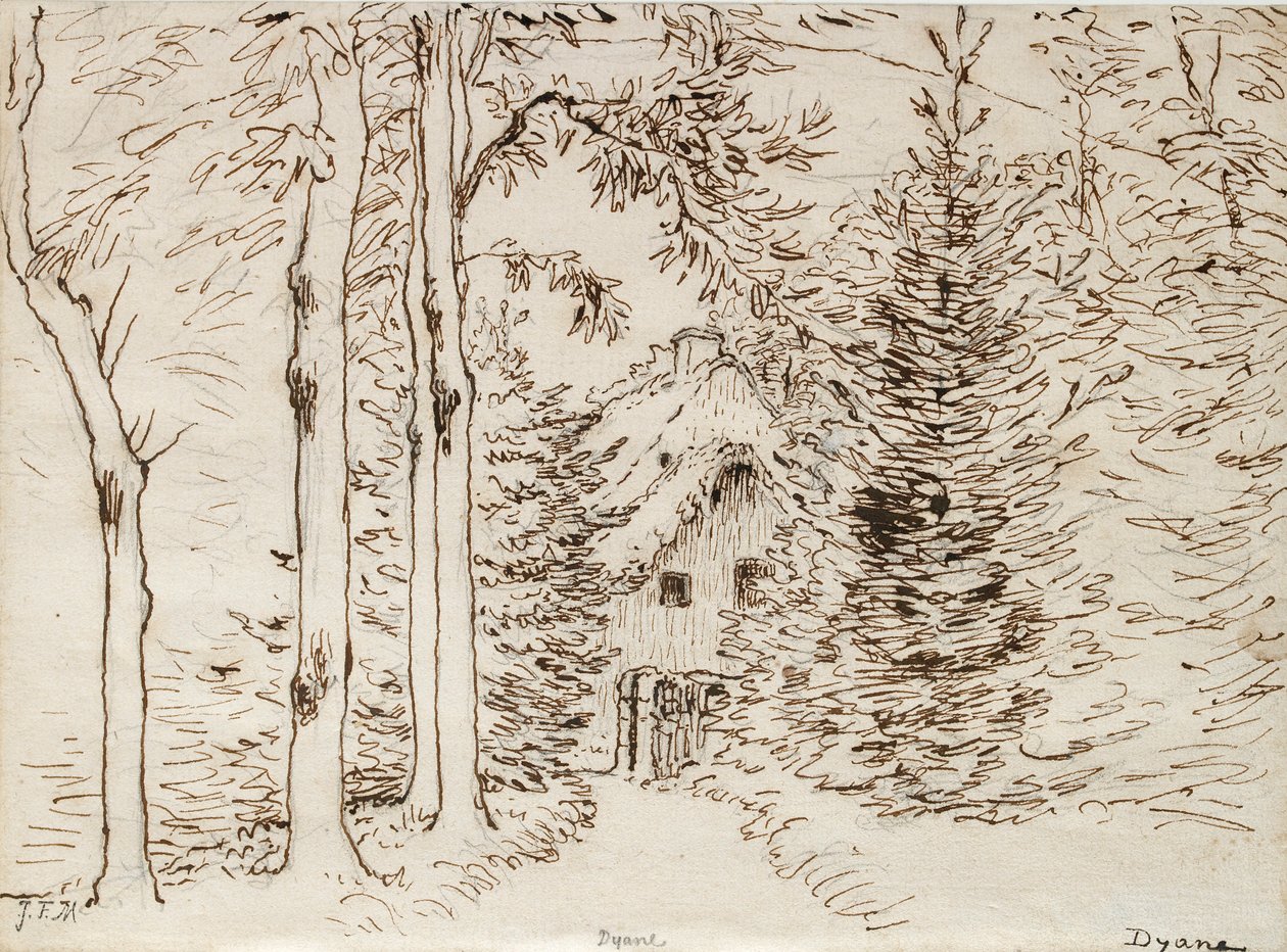 Erdőn át egy nádfedeles házhoz vezető ösvény, 1866 alkotó: Jean Francois Millet
