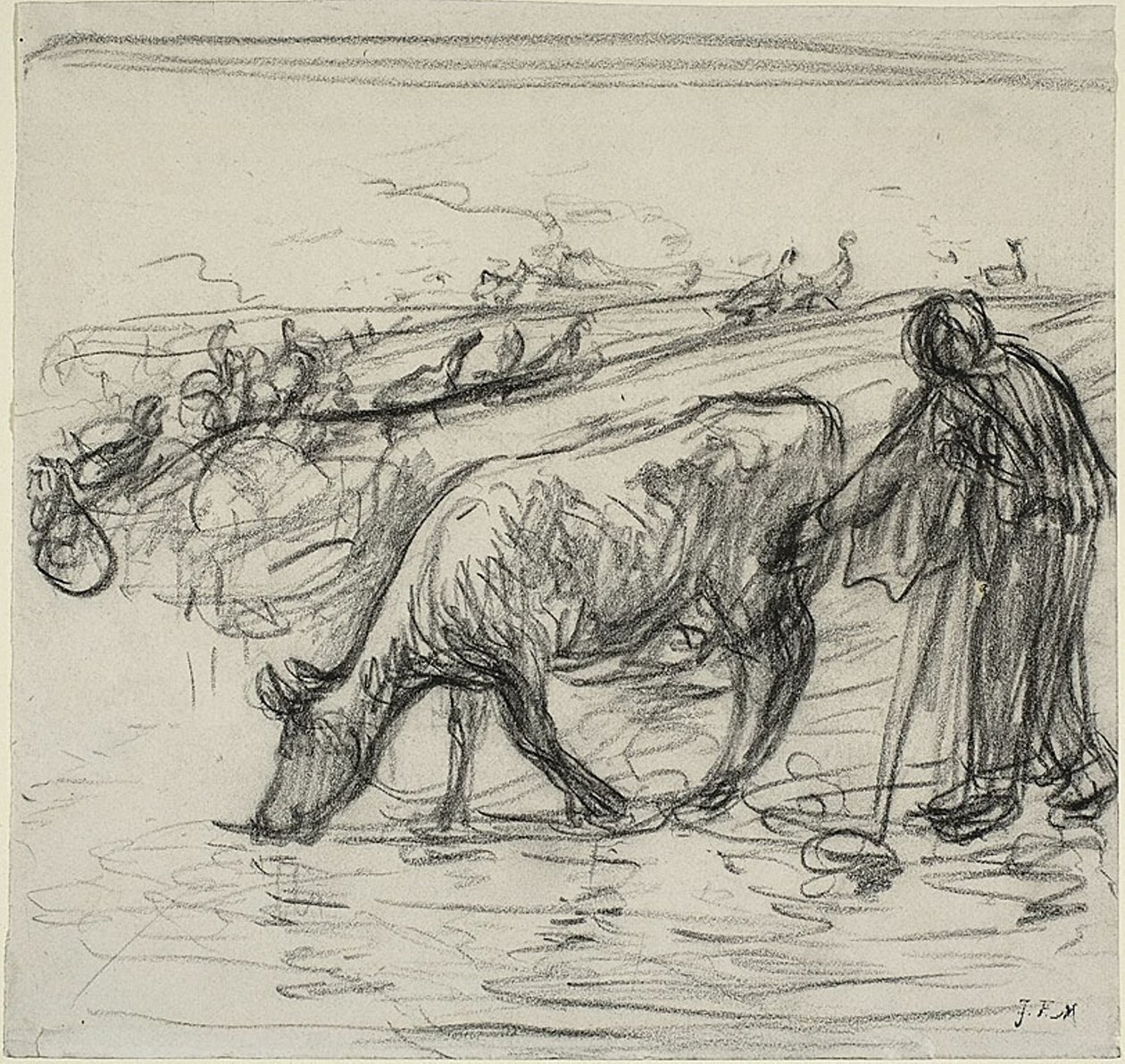 Paraszt Itatás Neki Tehén alkotó: Jean Francois Millet