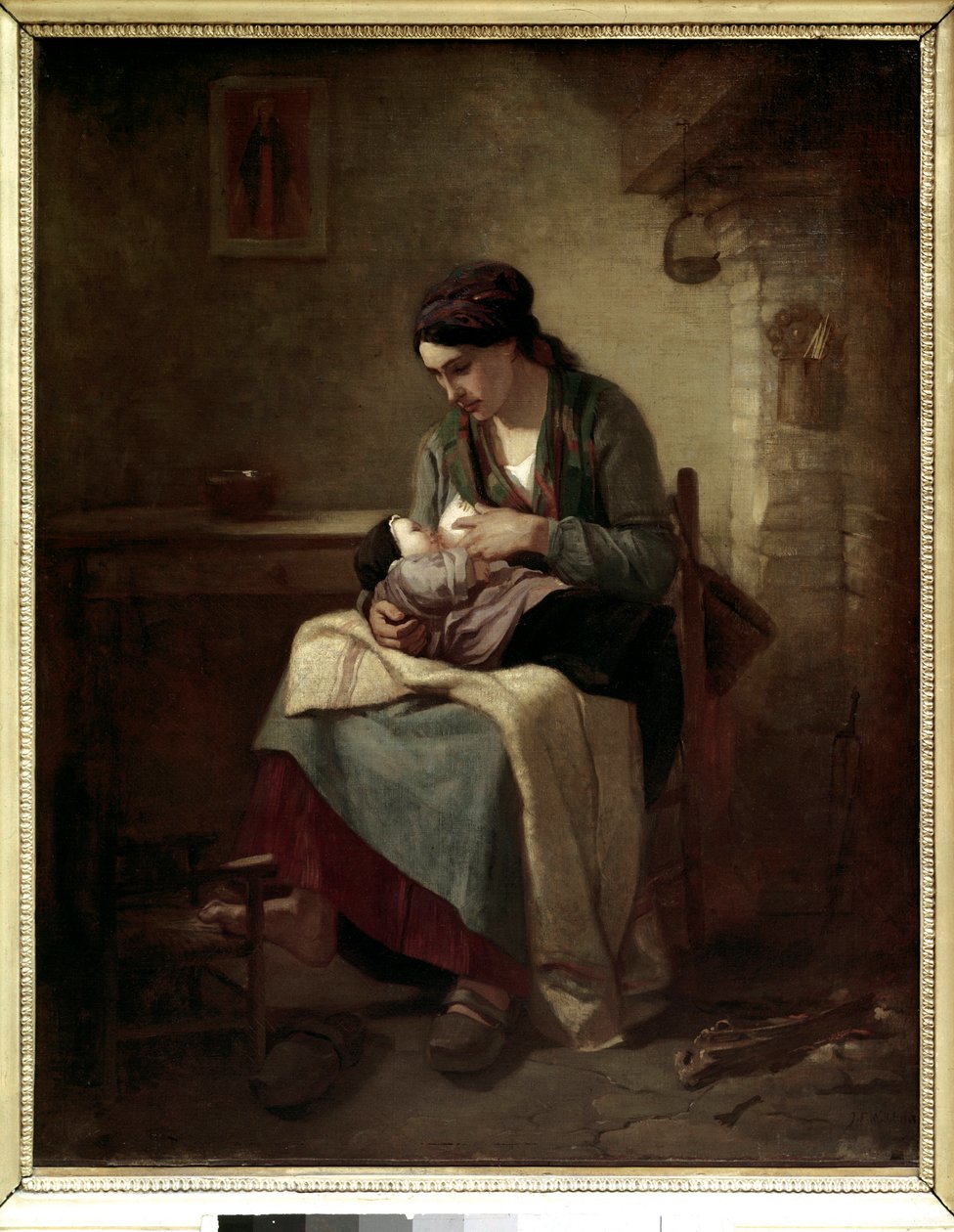 Parasztszoptatás Jean Francois Millet (1814-1875) festménye 1845 V. 0,81x0,54 m Párizs, Musee du Louvre. alkotó: Jean Francois Millet