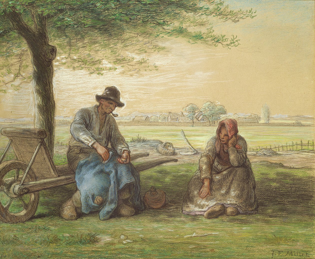 Parasztok pihennek, 1866 körül (ceruza és pasztell papíron) alkotó: Jean Francois Millet