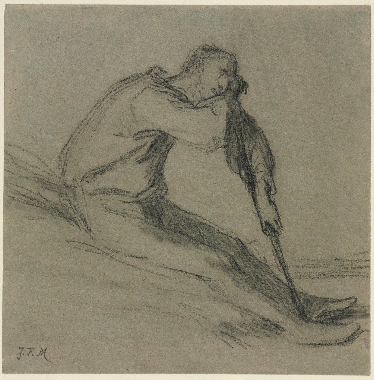 Ülő paraszt, aki kapán pihen alkotó: Jean Francois Millet