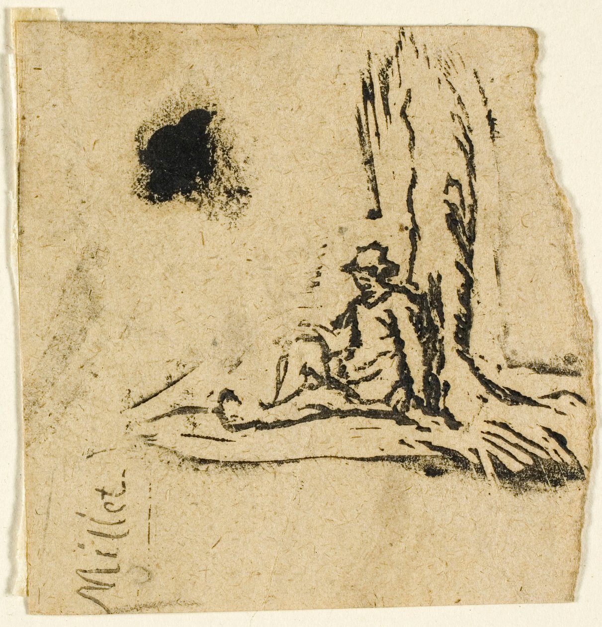Vázlatok, töredék: Paraszt ül a fa tövében alkotó: Jean Francois Millet