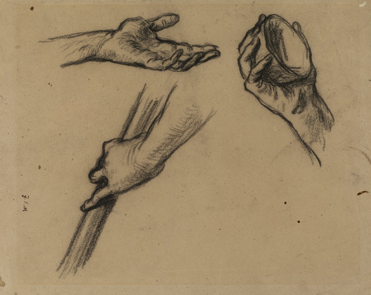 A kezek tanulmányozása (szén papíron) alkotó: Jean Francois Millet