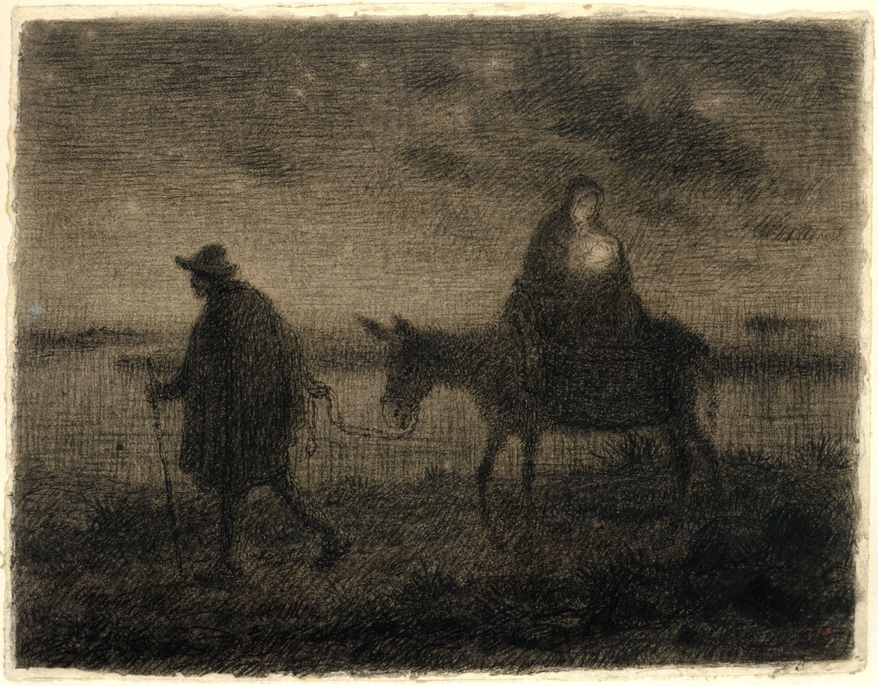 A repülés Egyiptomba, 1864 körül alkotó: Jean Francois Millet