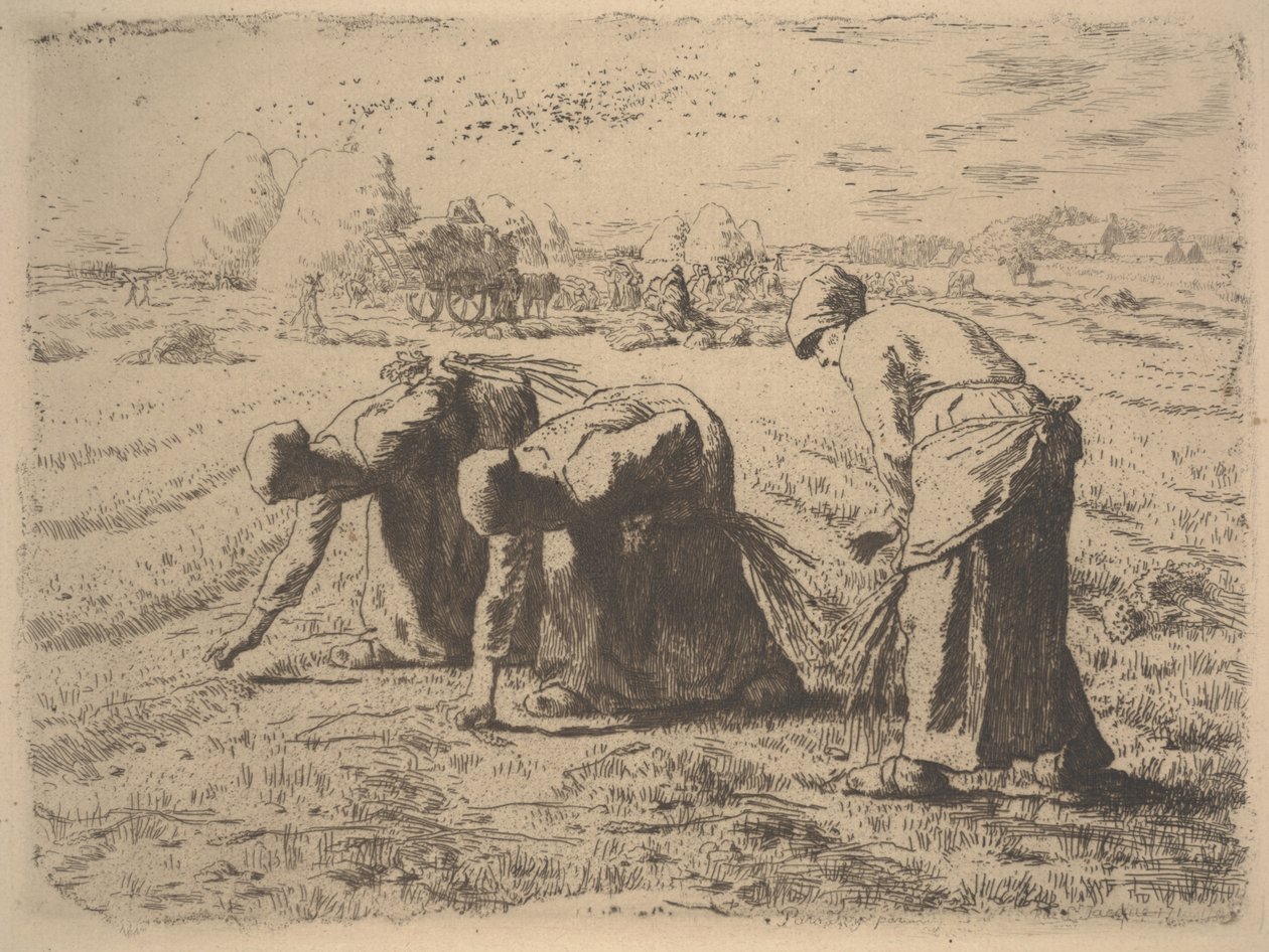 Gyűjtögetők, 1855 körül (metszet) alkotó: Jean Francois Millet