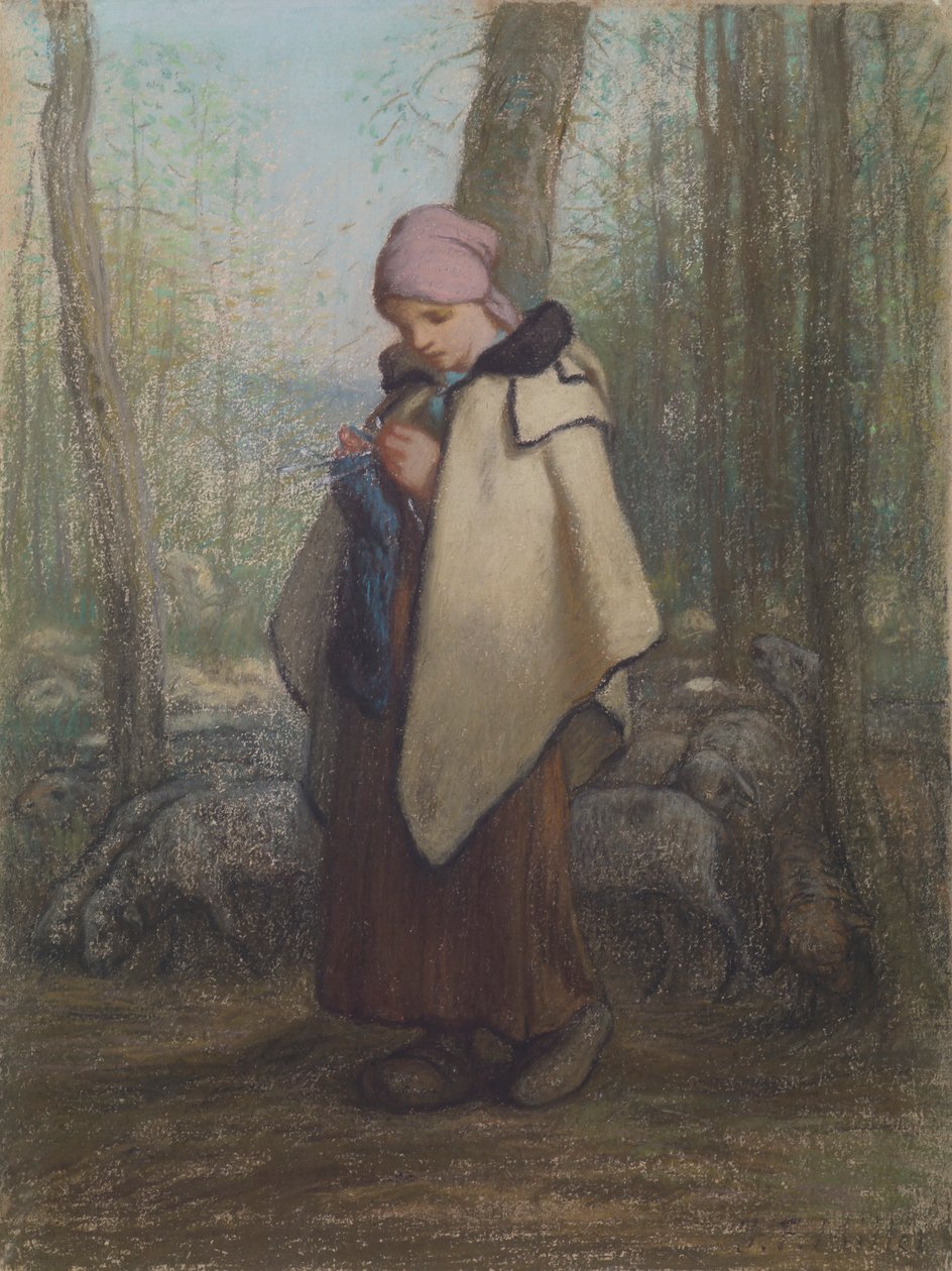 A kötő pásztorlány alkotó: Jean-Francois Millet