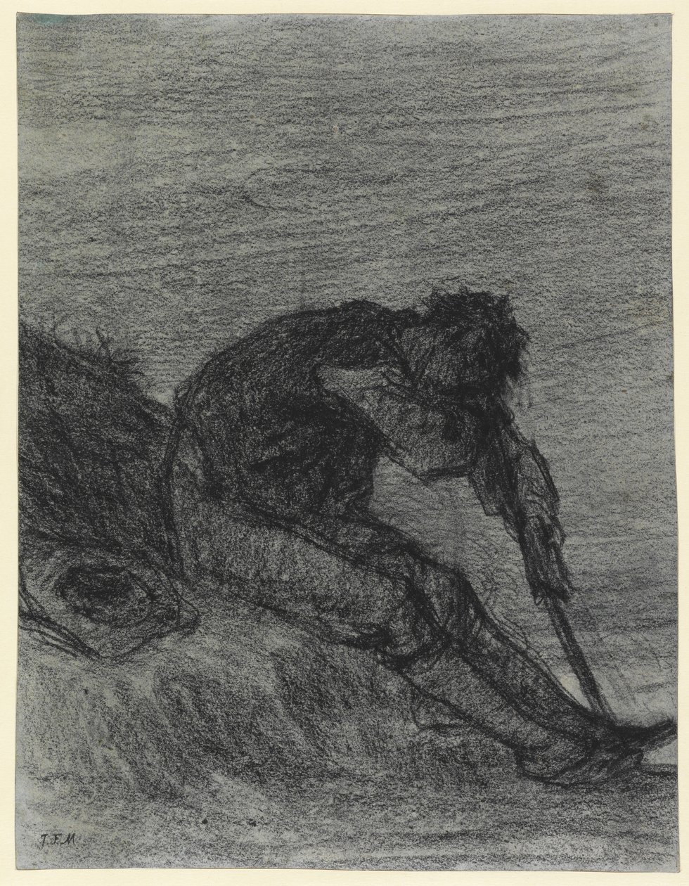 A fáradt szénavarró (fekete kréta papíron) alkotó: Jean Francois Millet