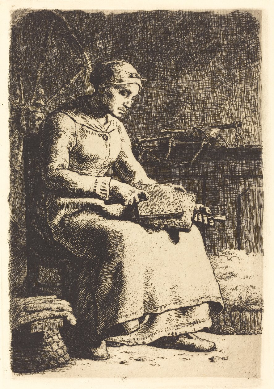 A gyapjúkártyás (La cardeuse) alkotó: Jean Francois Millet