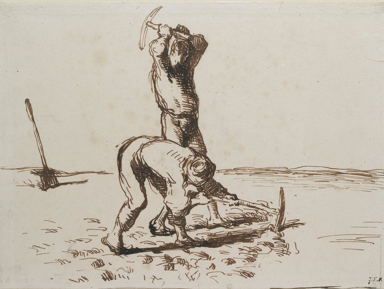 Csákányokkal ásó két paraszt, c1844-1846 alkotó: Jean Francois Millet