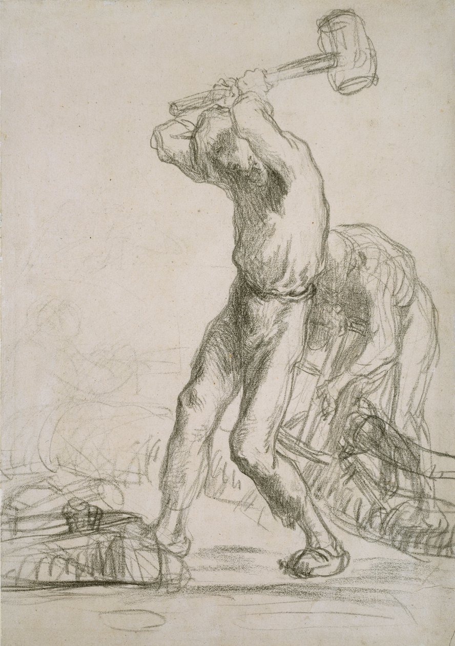 Két paraszt fát fűrészel és hasít, c1850-1851 alkotó: Jean Francois Millet