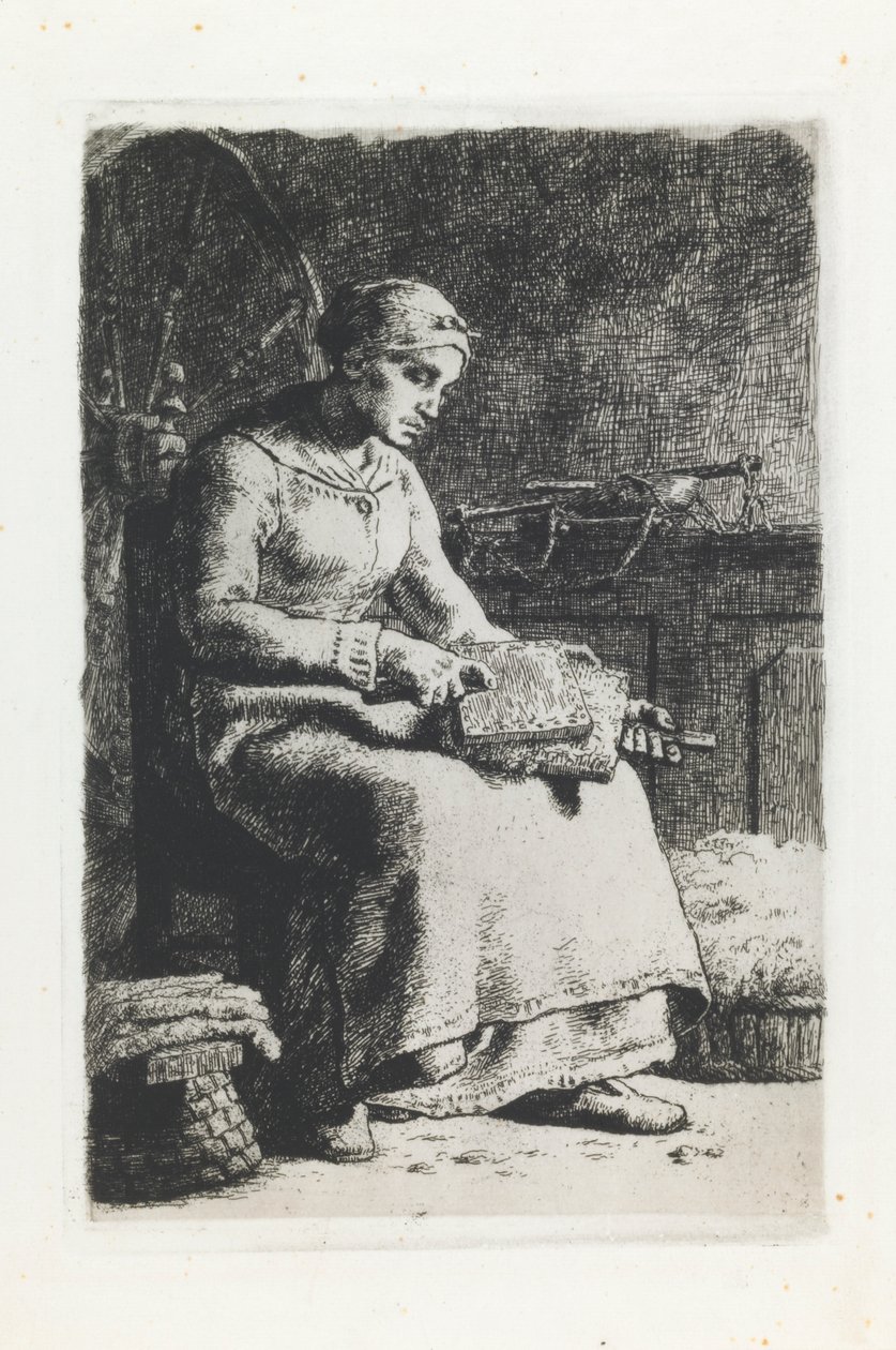 Gyapjú kártoló nő alkotó: Jean Francois Millet