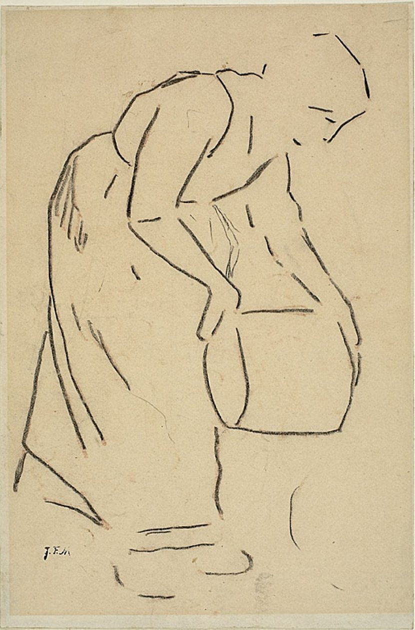 Nő kiürít egy vödröt alkotó: Jean Francois Millet