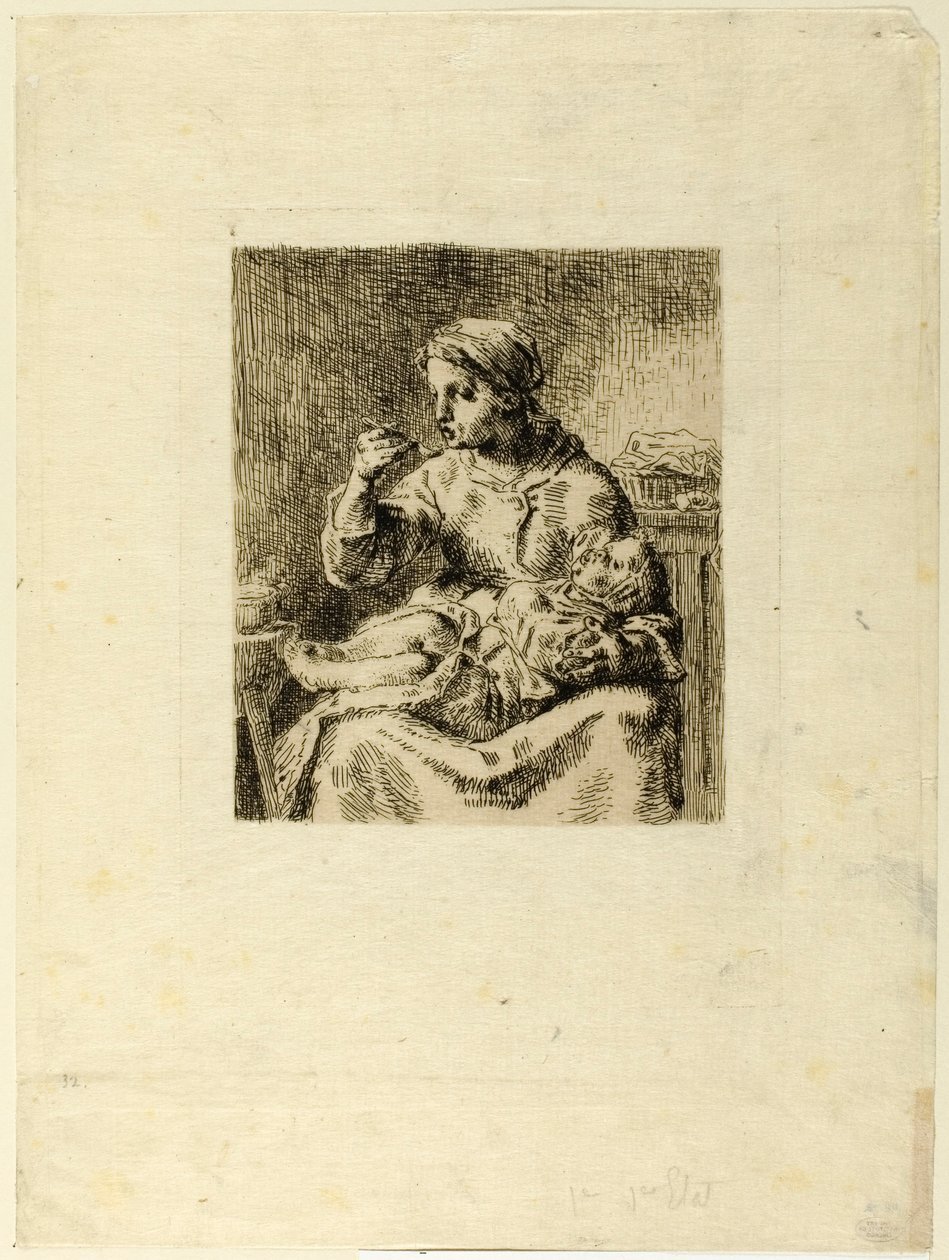 Nő eteti a gyermekét alkotó: Jean Francois Millet