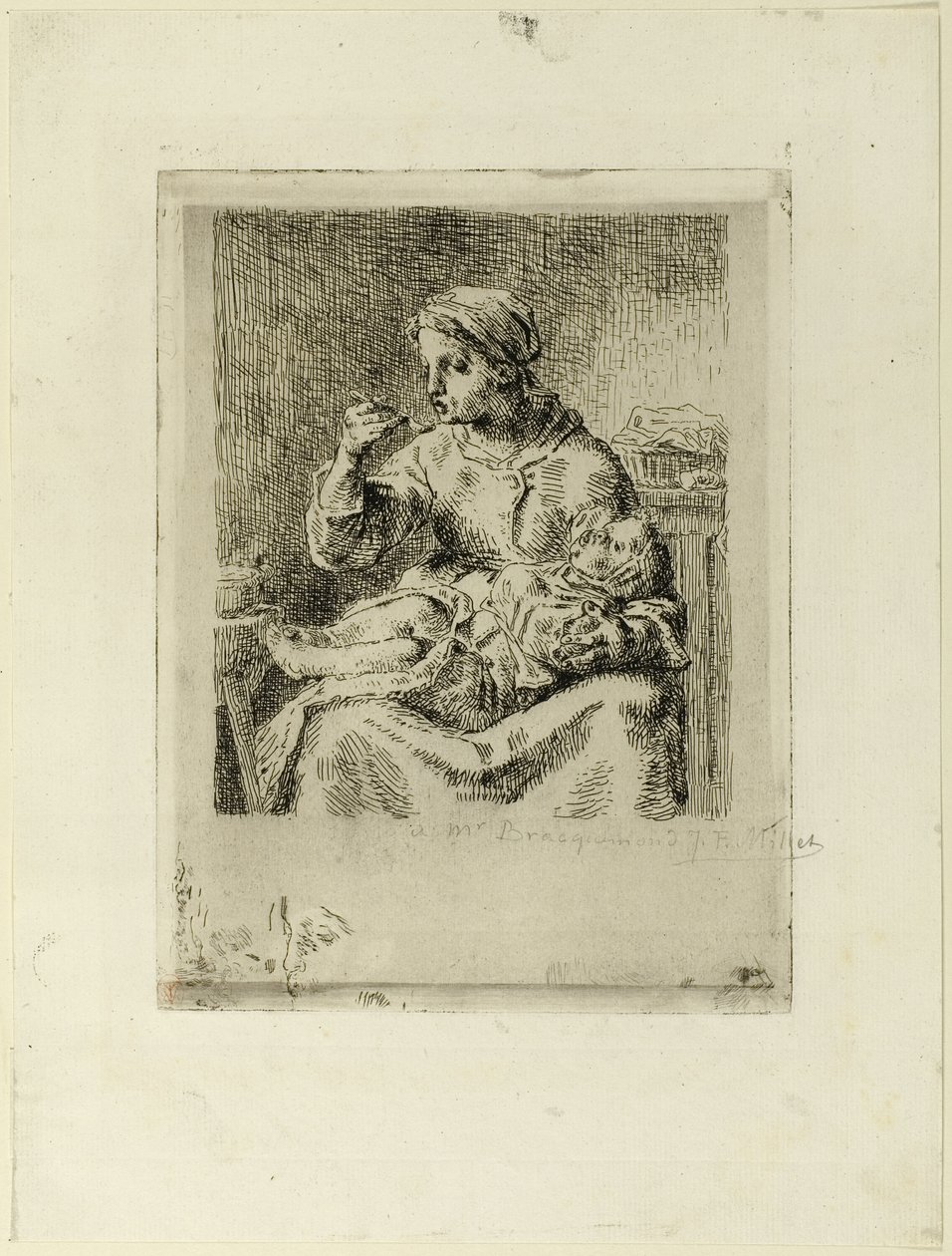 Nő eteti a gyermekét alkotó: Jean Francois Millet