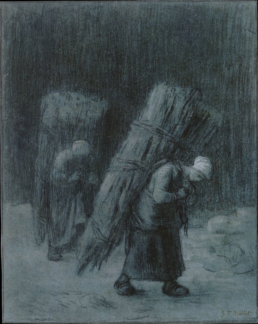 Gallyakat hordozó nők, kb. 1858. alkotó: Jean Francois Millet