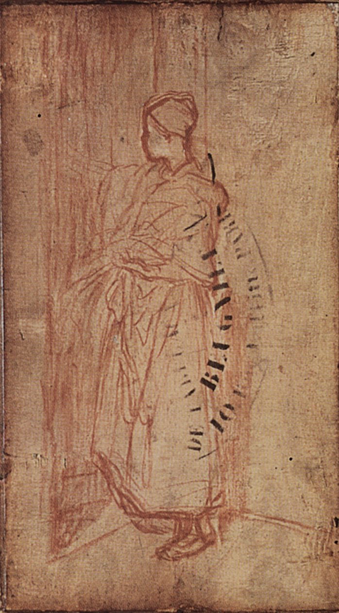 Fiatal nő ágyneműt szed le a polcról, 1850-52 körül alkotó: Jean Francois Millet