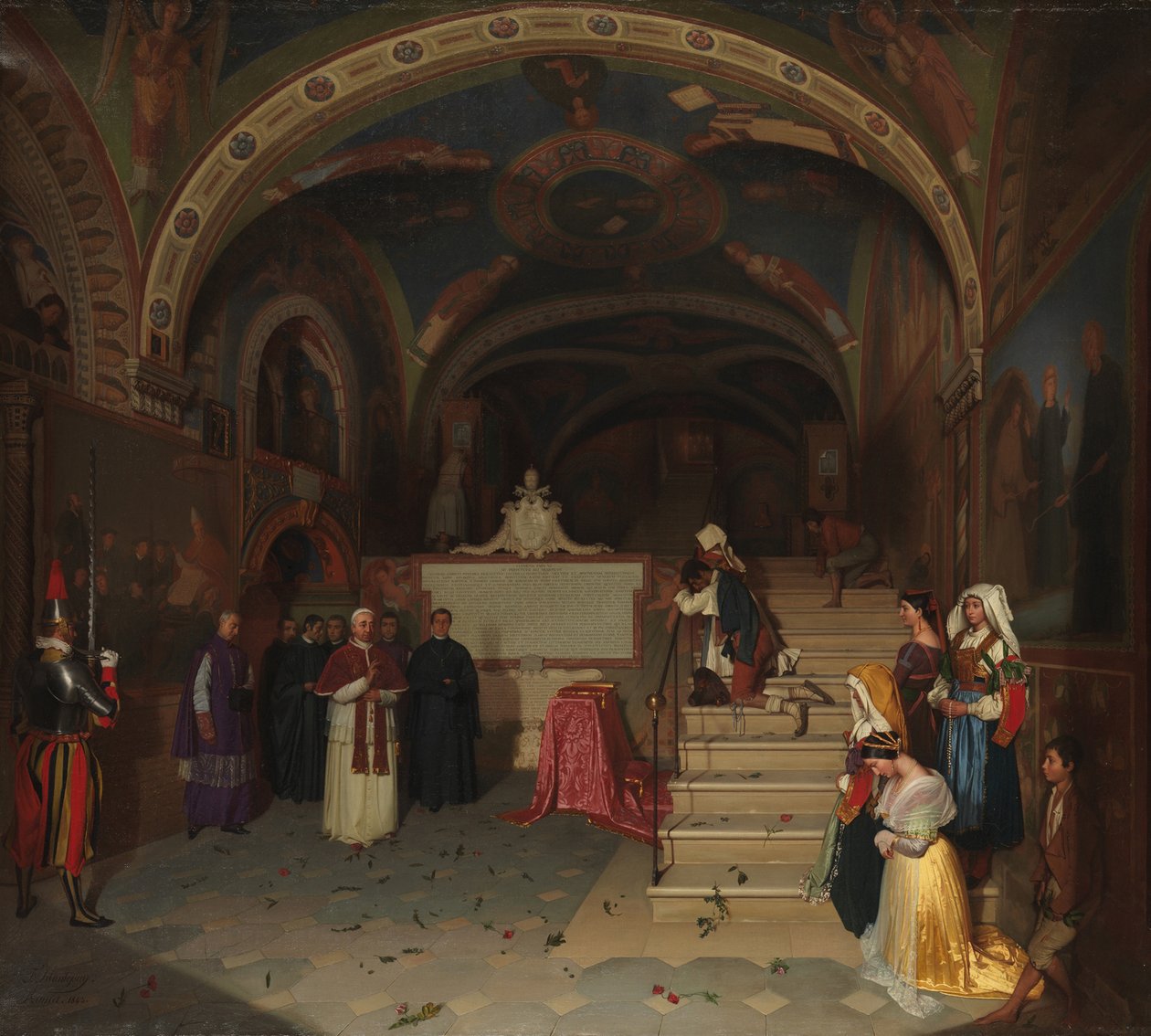 XVI. Gergely pápa látogatása a San Benedetto-templomban Subiacoban, 1843 alkotó: Jean Francois Montessuy