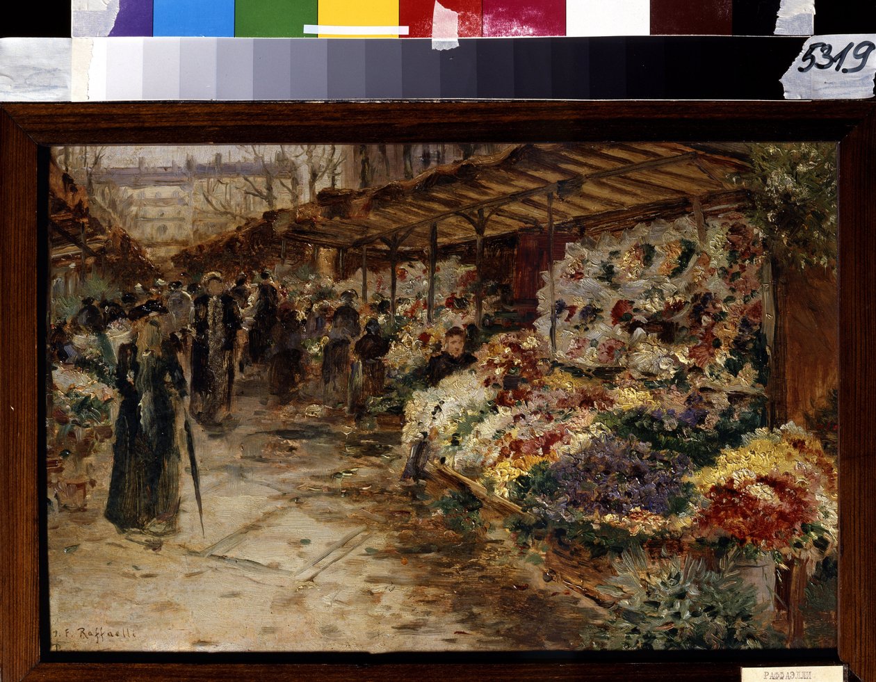 Virágpiac. Jean Francois Raffaelli (1850-1924) festménye alkotó: Jean Francois Raffaelli