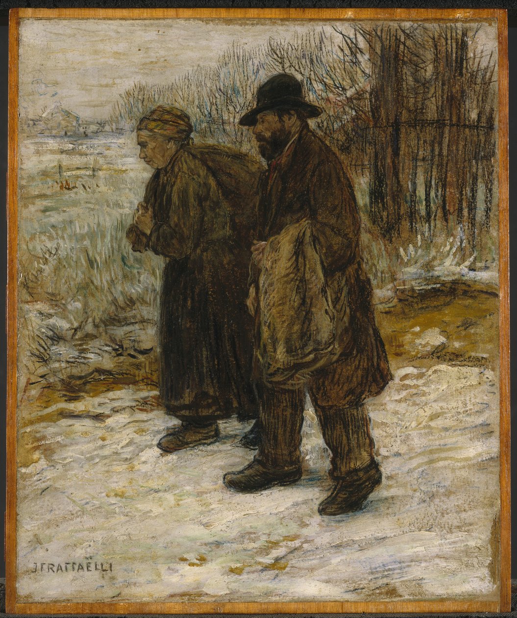 Parisian Rag Pickers, 1885 körül (olaj és zsírkréta a panelre szerelt papíron) alkotó: Jean Francois Raffaelli