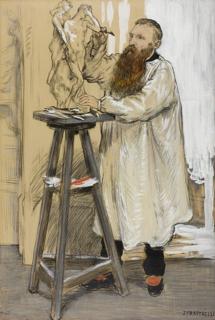 Auguste Rodin szobrász portréja műtermében, 1889 körül alkotó: Jean Francois Raffaelli