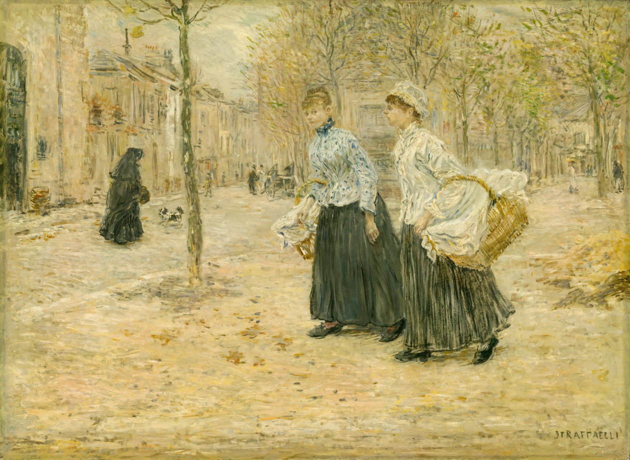 Két mosónő átkel egy kis párizsi parkon, kb. 1890. alkotó: Jean Francois Raffaelli