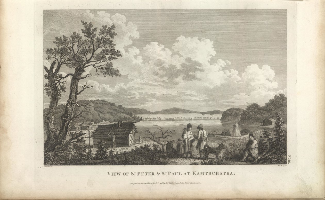 Kilátás a Petropavlovszki kikötőre, 1780-as évek. alkotó: Jean Francois de Galaup La Perouse