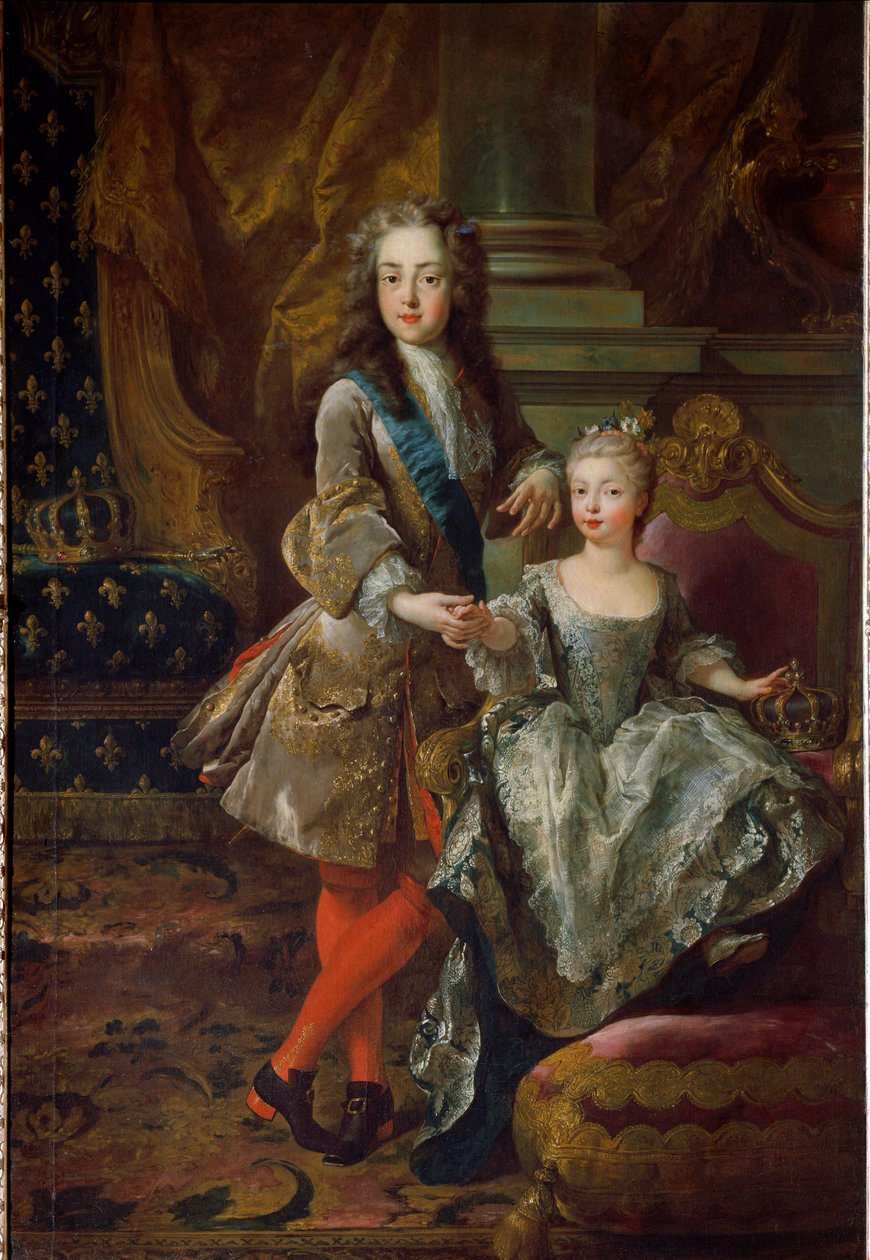 XV. Lajos király (1710-1774) és menyasszonya, a spanyol Marie Anne Victoire (1718-1781), a spanyol V. Fülöp lánya portréja Jean Francois De Troy (1679-1752) festménye 1724 körül Firenze, Palazzo Pitti alkotó: Jean François de Troy