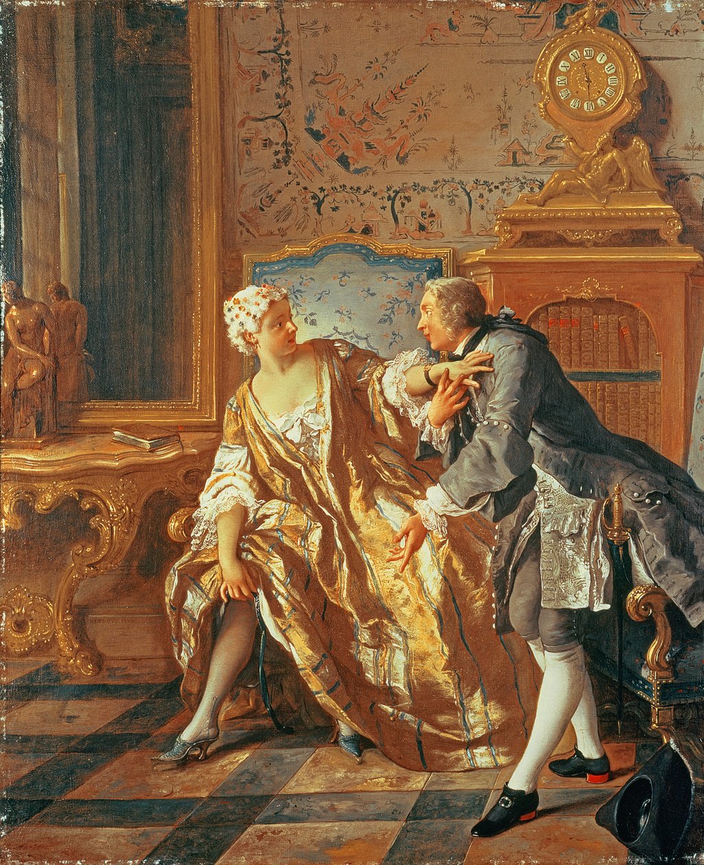 Harisnyakötő (olaj, vászon) alkotó: Jean François de Troy