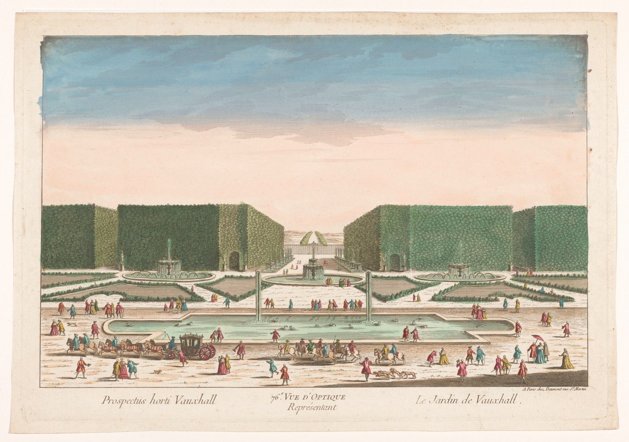 Gezicht a Vauxhall Gardens Londonban 76. A Vauxhall kertet ábrázoló optikai nézet (cím az objektumon) alkotó: Jean François Daumont