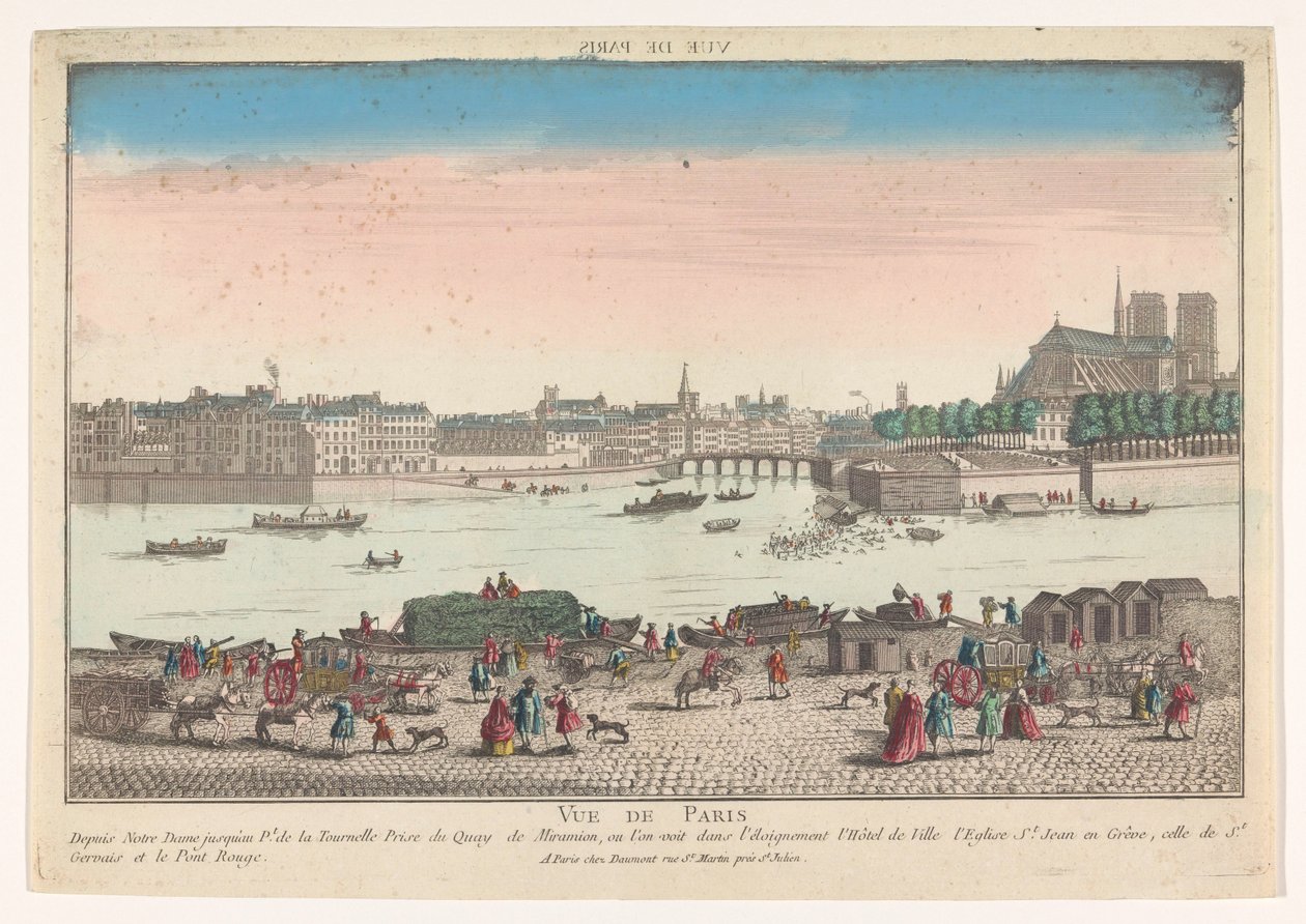 Kilátás Párizs városára a Quai de Miramionról Vue de Paris (cím a tárgyon) alkotó: Jean François Daumont
