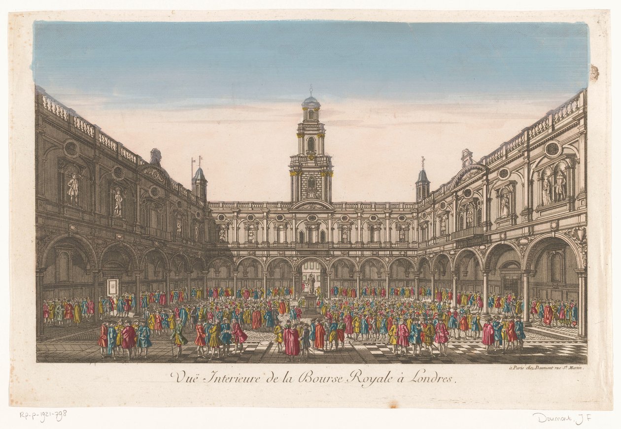 Kilátás a londoni királyi tőzsde belsejére Vuë Interieure de la Bourse Royale à Londres (cím a tárgyon) alkotó: Jean François Daumont