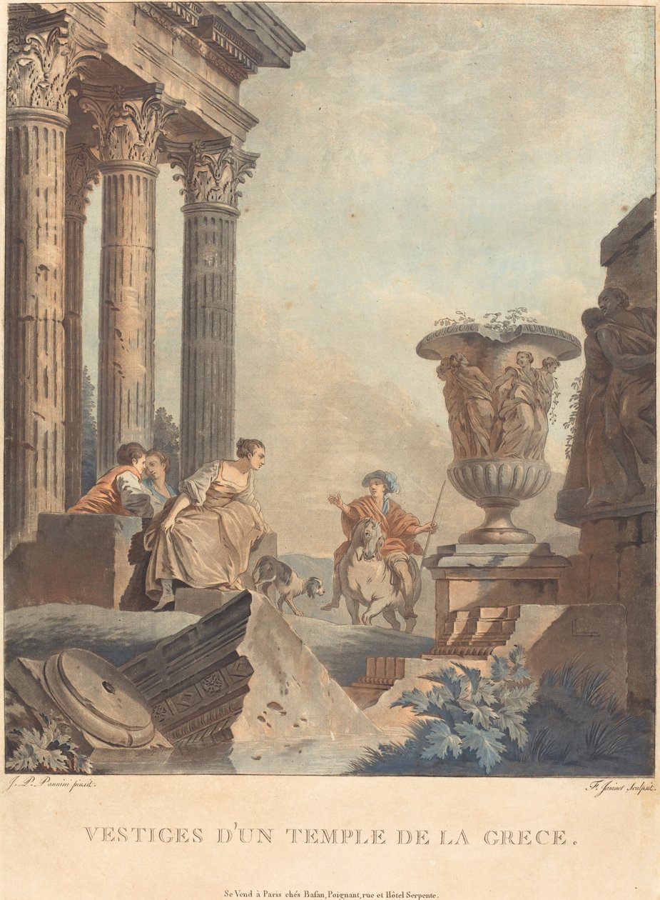 Egy görög templom maradványai alkotó: Jean François Janinet after Giovanni Paolo Panini
