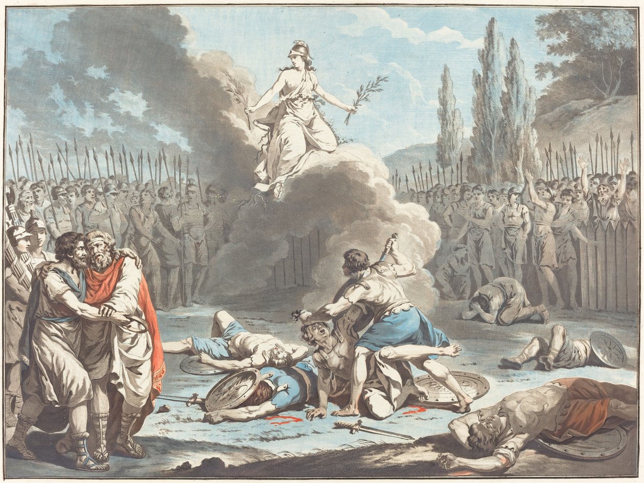A horatii és a curatii harca alkotó: Jean François Janinet after Jean Jacques François Le Barbier I