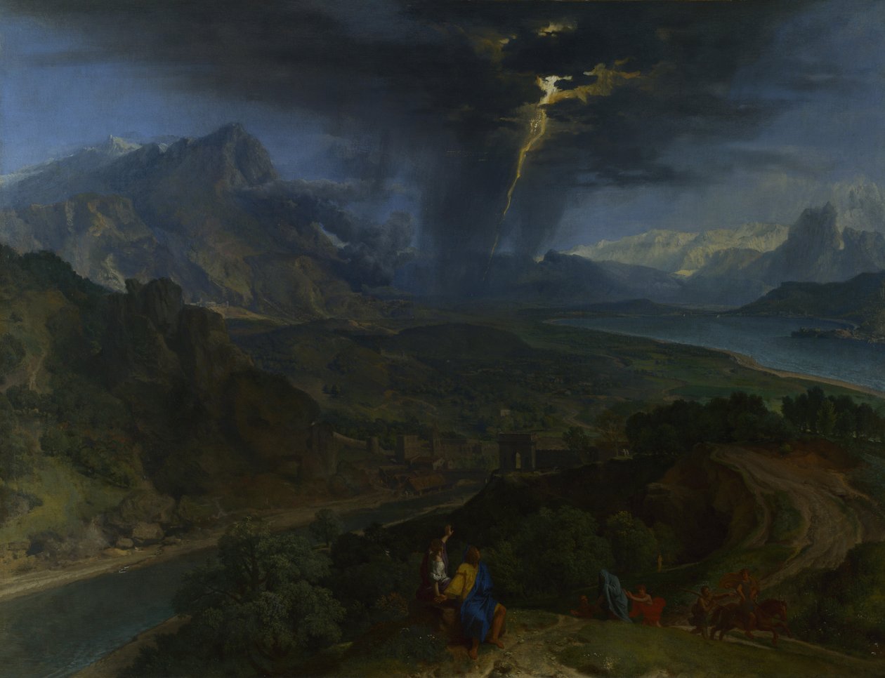 Hegyi táj villámmal, 1675 körül alkotó: Jean François Millet the Elder
