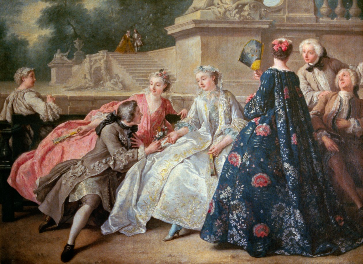 A szerelem udvara Jean Francois de Troy (1679-1752) festménye 1731 V. 0,73 X 0,92 m Berlin. Staatliche Múzeum alkotó: Jean François de Troy