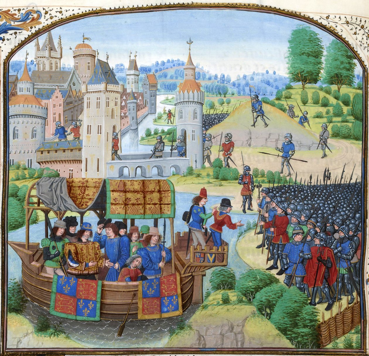 Jean Froissart, Chronicles, 154v, 12148 btv1b843838605hf336, crop alkotó: Jean Froissart