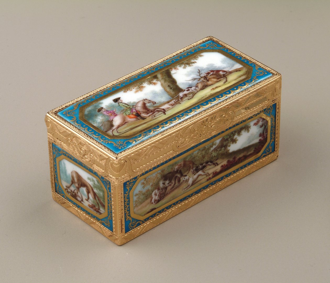 Snuffbox, 1760 körül (arany Sevres porcelánnal) alkotó: Jean Georges