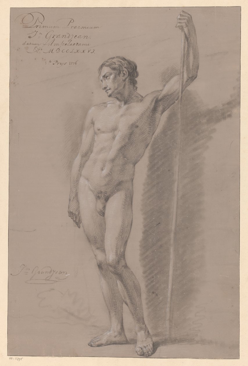 Álló férfi akt, elölről nézve (1. díj 1776) alkotó: Jean Grandjean