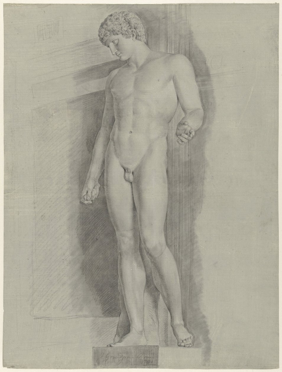 Az Albani Antinous nevű szobor tanulmányozása alkotó: Jean Grandjean