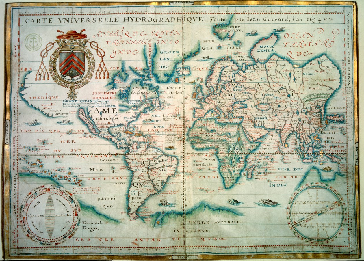 Univerzális vízrajzi térkép. Jean Guerard francia geográfus kézirata. 1734. Párizs, B.N. alkotó: Jean Guerard