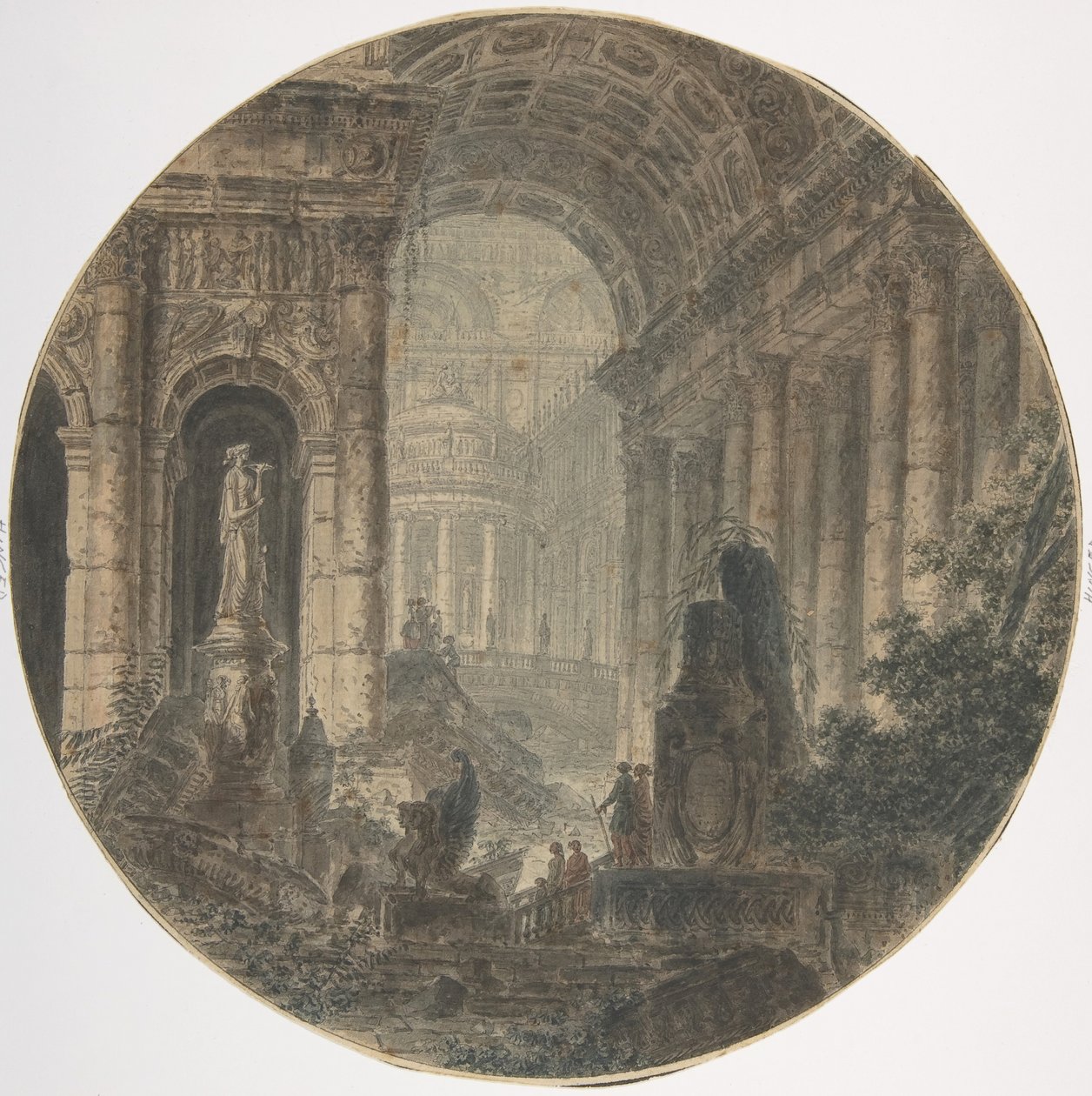 Építészeti fantázia, 18. század. alkotó: Jean Henri Alexandre Pernet.