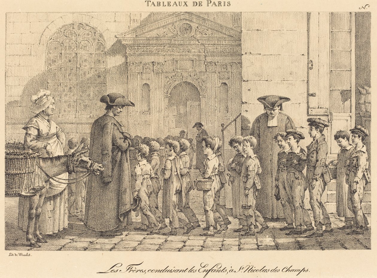 A testvérek vezetik a gyerekeket St. Nicolas des Champs-ba alkotó: Jean Henri Marlet